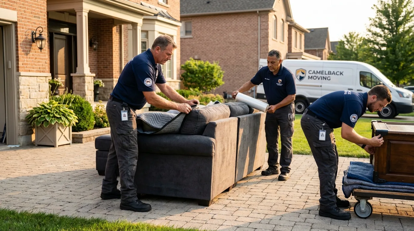 Large estate moving crew wrapping furniture in Richmond, IN