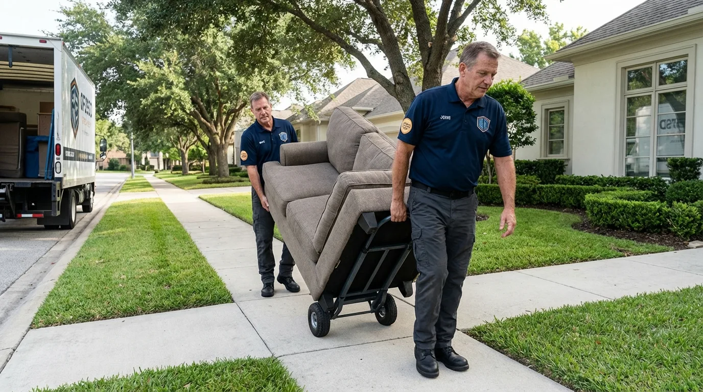 Local residential moving crew loading furniture in Richmond, IN