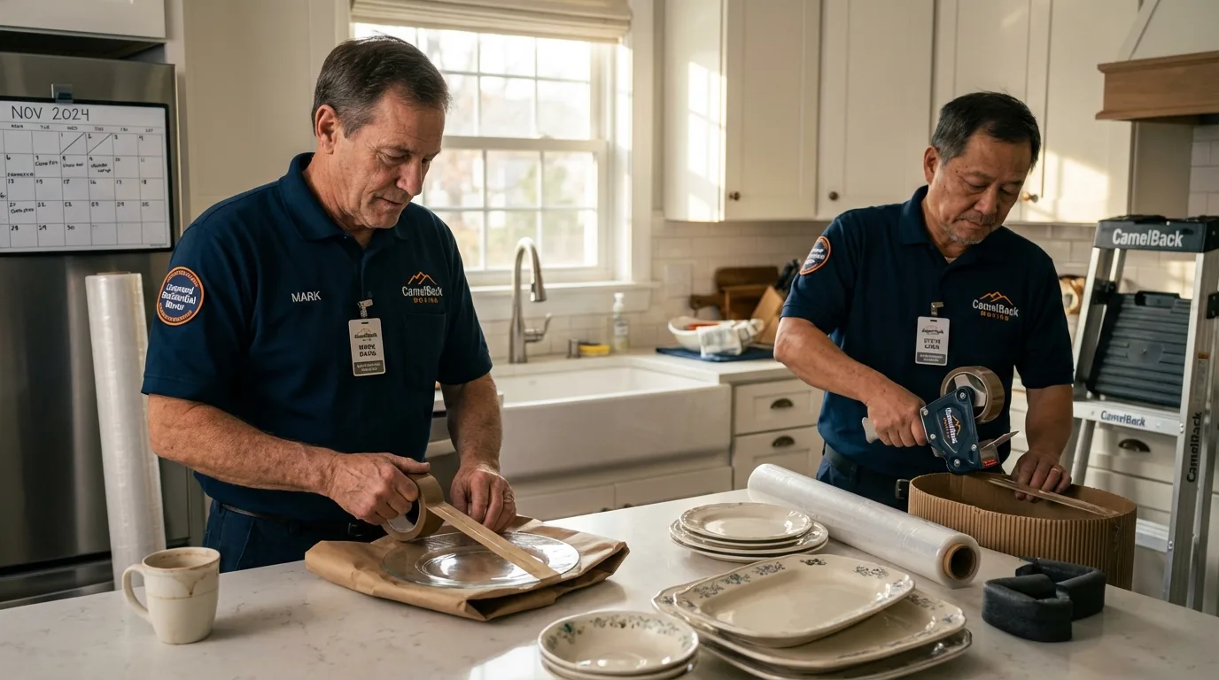 Professional crew packing kitchen dishware in Richmond, IN